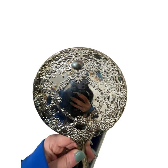 NWB Victorian Trading Co Brush Silver Comb & Mirror Silver Plated 3 Vanity Set - Picture 4 of 8